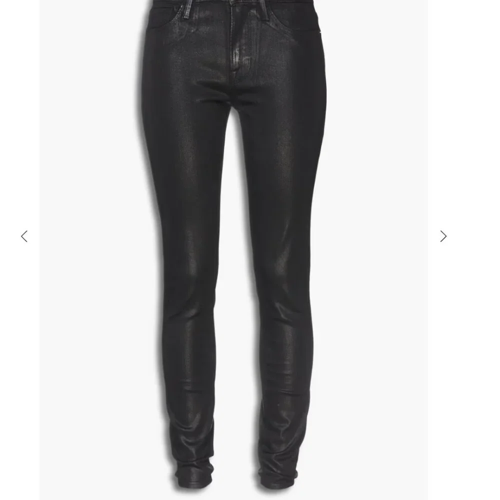 NWT $253 Frame le skinny de Jeanne coated black stretchy jeans 25 - Picture 9 of 12